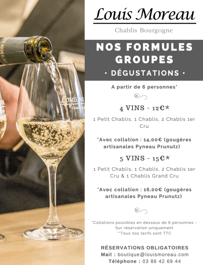Formules dégustation groupes Louis Moreau