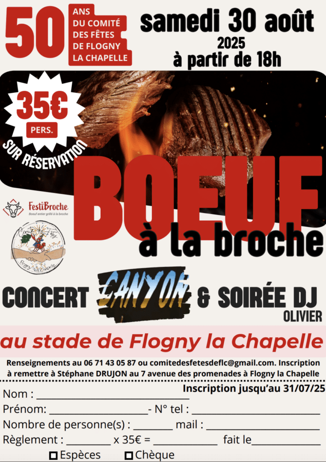 Concert et soirée DJ Flogny la Chapelle 30 août