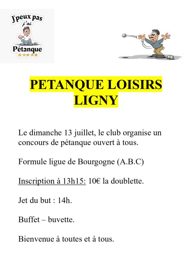 Concours pétanque Ligny le Chatel